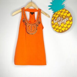 SALE | BANANA REPUBLIC | Orange Beaded Halter Tank -PXXS